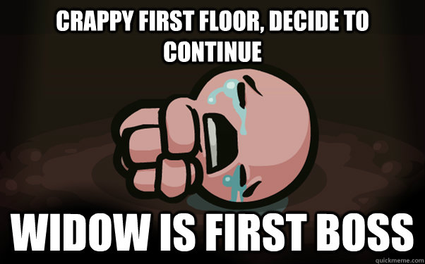 crappy first floor, decide to continue widow is first boss  The Binding of Isaac