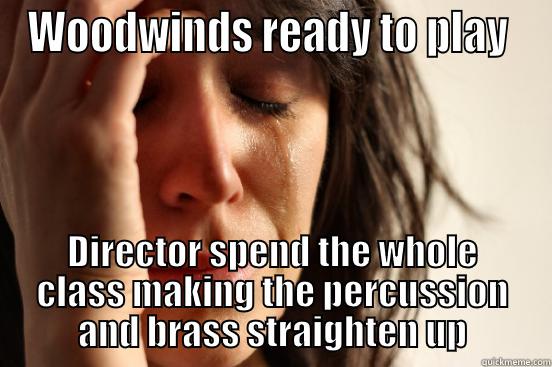 WOODWINDS READY TO PLAY  DIRECTOR SPEND THE WHOLE CLASS MAKING THE PERCUSSION AND BRASS STRAIGHTEN UP First World Problems