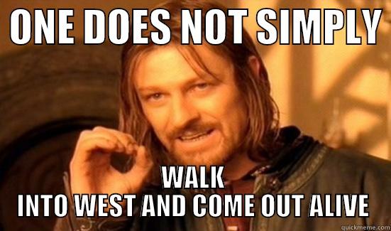  ONE DOES NOT SIMPLY  WALK INTO WEST AND COME OUT ALIVE Boromir