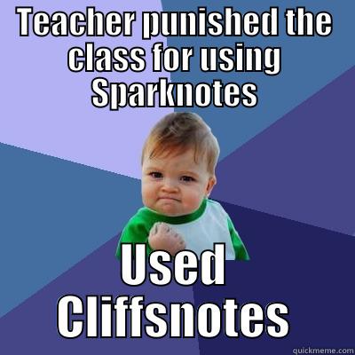 Just admit you've been in this position before. - TEACHER PUNISHED THE CLASS FOR USING SPARKNOTES USED CLIFFSNOTES Success Kid