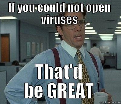 great for work - IF YOU COULD NOT OPEN VIRUSES THAT'D BE GREAT Bill Lumbergh