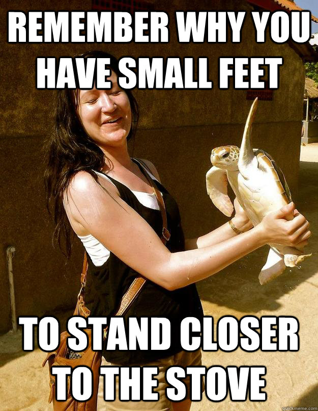 Remember why you have small feet To stand closer to the stove  Domestic Violence Turtle