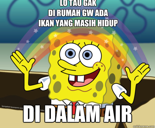 lo tau gak
di rumah gw ada
ikan yang masih hidup di dalam air  Gay Spongebob