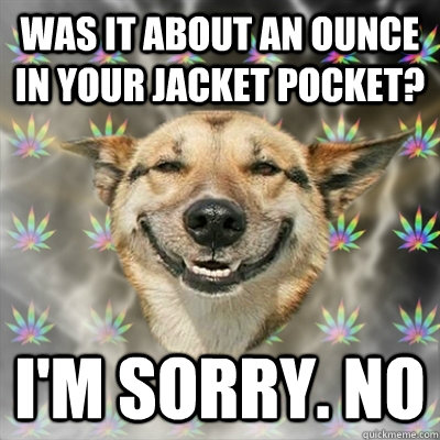 was it about an ounce in your jacket pocket? I'm sorry. No  Stoner Dog