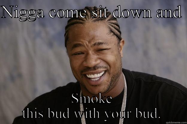 NIGGA COME SIT DOWN AND  SMOKE THIS BUD WITH YOUR BUD. Xzibit meme