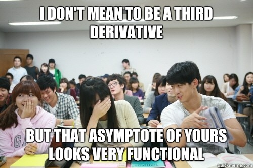 I don't mean to be a third derivative  But that asymptote of yours looks very functional   