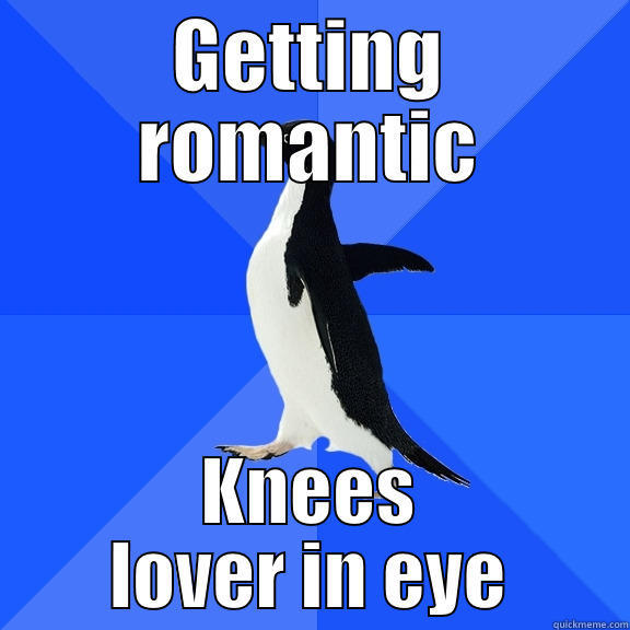 Clumsy lover - GETTING ROMANTIC KNEES LOVER IN EYE Socially Awkward Penguin