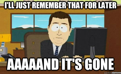 I'LL JUST REMEMBER THAT FOR LATER AAAAAND IT'S GONE  anditsgone