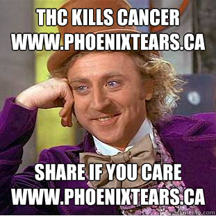 THC KILLS CANCER 
www.PhoenixTears.ca  share if you care 
www.Phoenixtears.ca   Condescending Wonka