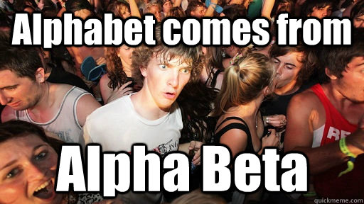 Alphabet comes from Alpha Beta  Sudden Clarity Clarence
