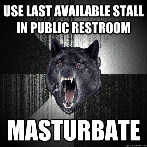 use last available stall in public restroom masturbate  Insanity Wolf