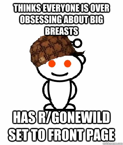 Thinks everyone is over obsessing about big breasts has r/gonewild set to front page  Scumbag Redditor