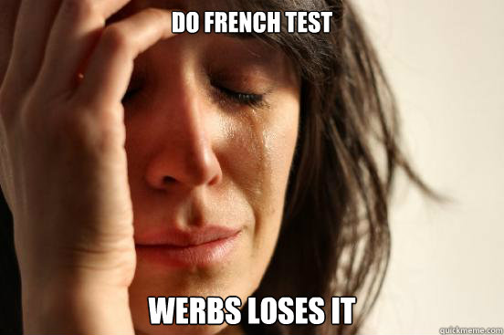 Do French test werbs loses it  First World Problems