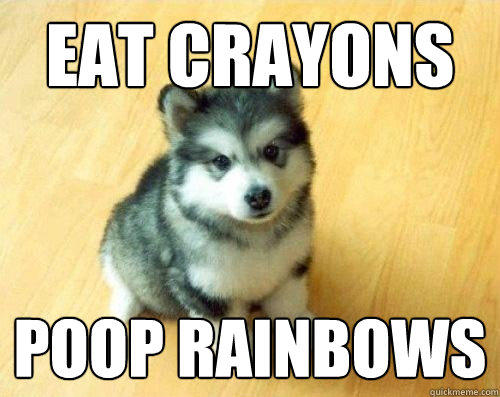 eat crayons poop rainbows - eat crayons poop rainbows  Baby Courage Wolf