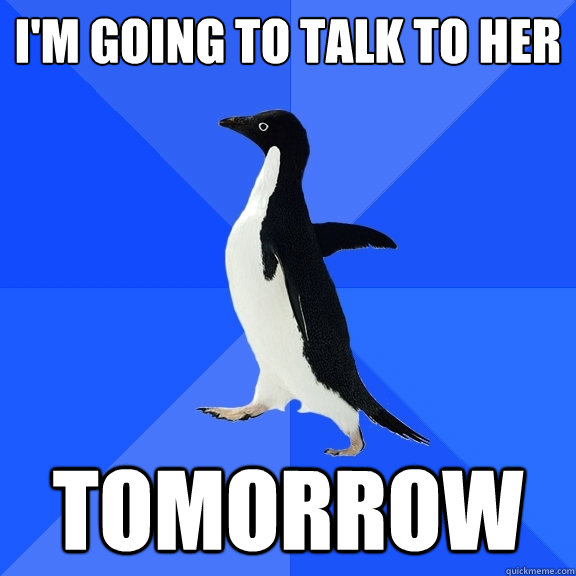 I'm going to talk to her tomorrow - I'm going to talk to her tomorrow  Socially Awkward Penguin