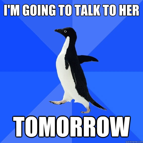 I'm going to talk to her tomorrow  Socially Awkward Penguin