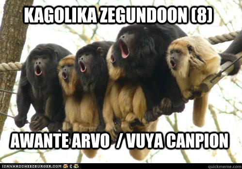 Kagolika zegundoon (8) Awante arvo  / Vuya canpion - Kagolika zegundoon (8) Awante arvo  / Vuya canpion  Howler Monkey Jury