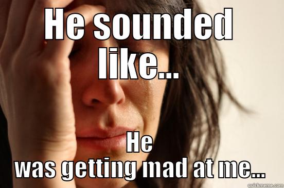 HE SOUNDED LIKE... HE WAS GETTING MAD AT ME... First World Problems