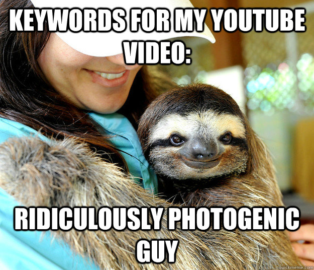 Keywords for my youtube video: Ridiculously photogenic guy - Keywords for my youtube video: Ridiculously photogenic guy  Plotting sloth