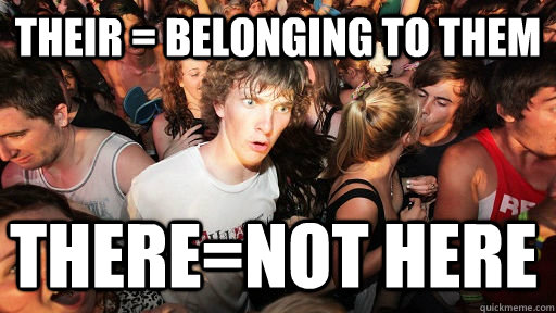 their = belonging to them there=not here   Sudden Clarity Clarence