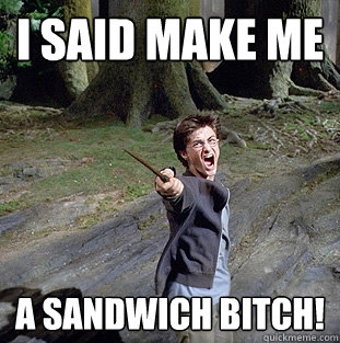I Said make me a sandwich bitch!  Pissed off Harry