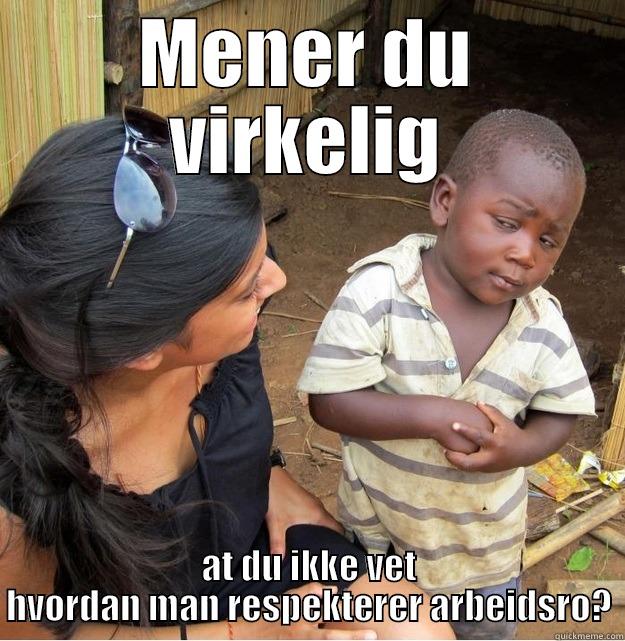 MENER DU VIRKELIG AT DU IKKE VET HVORDAN MAN RESPEKTERER ARBEIDSRO? Skeptical Third World Kid