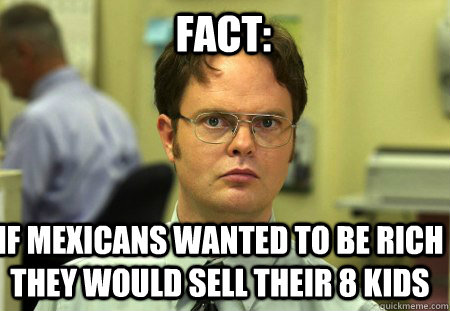 Fact: If mexicans wanted to be rich they would sell their 8 kids  Schrute