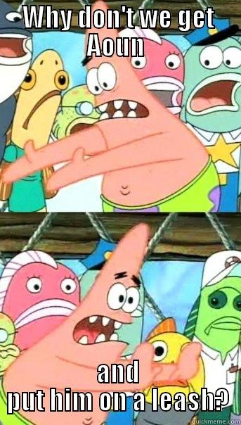 WHY DON'T WE GET AOUN  AND PUT HIM ON A LEASH? Push it somewhere else Patrick