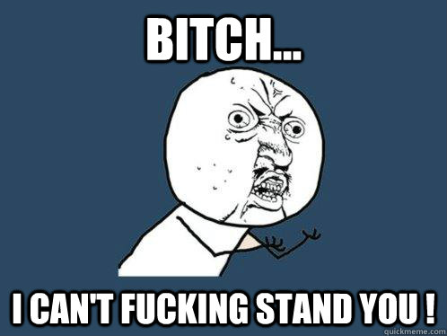 BITCH... I CAN'T FUCKING STAND YOU !  Y U No