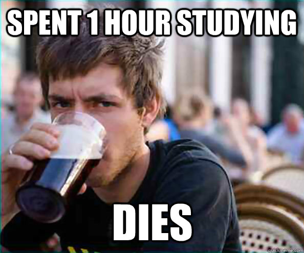 Spent 1 hour studying  Dies  Virgin College Senior