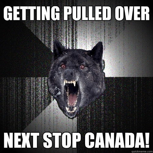 getting pulled over next stop canada!  Insanity Wolf