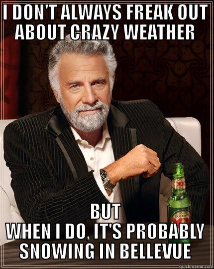 I DON'T ALWAYS FREAK OUT ABOUT CRAZY WEATHER BUT WHEN I DO, IT'S PROBABLY SNOWING IN BELLEVUE The Most Interesting Man In The World