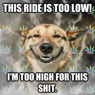This Ride is too low! I'm too high for this shit.  Stoner Dog