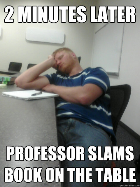 2 minutes later professor slams book on the table - 2 minutes later professor slams book on the table  Sleeping ginger