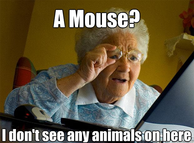 A Mouse? I don't see any animals on here    Grandma finds the Internet