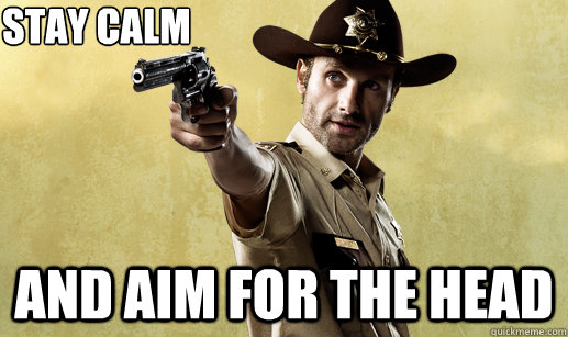 sTAY CALM AND AIM FOR THE HEAD  Rick Grimes