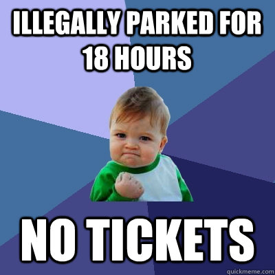 illegally parked for 18 hours no tickets  Success Kid