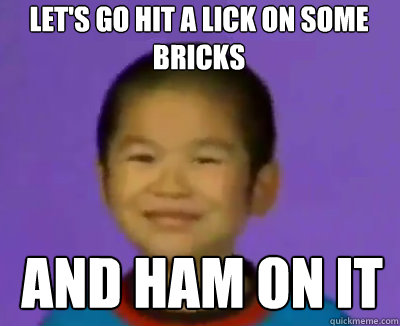 let's go hit a lick on some bricks and ham on it  