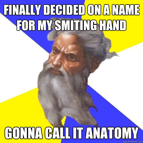 Finally decided on a name for my smiting hand gonna call it anatomy  Advice God