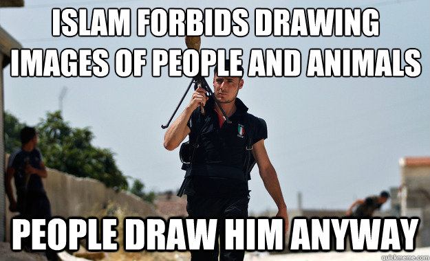 Islam forbids drawing images of people and animals People draw him anyway   Ridiculously Photogenic Syrian Soldier