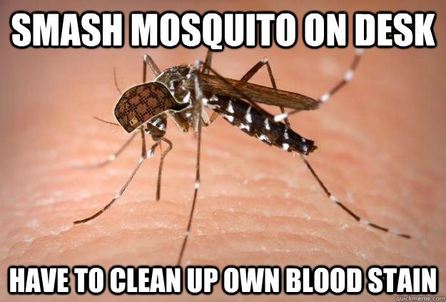 SMASH MOSQUITO ON DESK HAVE TO CLEAN UP OWN BLOOD STAIN - SMASH MOSQUITO ON DESK HAVE TO CLEAN UP OWN BLOOD STAIN  Misc