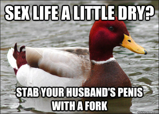 Sex life a little dry? Stab your husband's penis with a fork  Malicious Advice Mallard