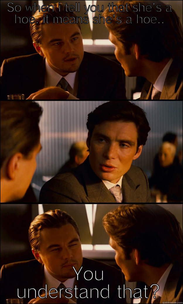SO WHEN I TELL YOU THAT SHE'S A HOE, IT MEANS SHE'S A HOE.. YOU UNDERSTAND THAT? Inception