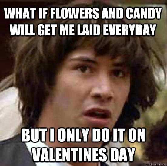 What if flowers and candy will get me laid everyday but i only do it on Valentines day - What if flowers and candy will get me laid everyday but i only do it on Valentines day  conspiracy keanu