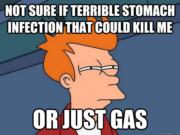Not sure if terrible stomach infection that could kill me or just gas  Futurama Fry