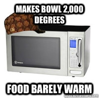 makes bowl 2,000 degrees food barely warm - makes bowl 2,000 degrees food barely warm  Scumbag Microwave