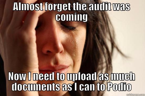 ALMOST FORGET THE AUDIT WAS COMING NOW I NEED TO UPLOAD AS MUCH DOCUMENTS AS I CAN TO PODIO First World Problems