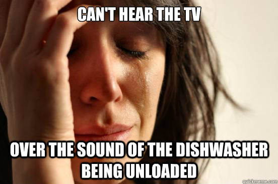 Can't hear the TV Over the sound of the dishwasher being unloaded  First World Problems