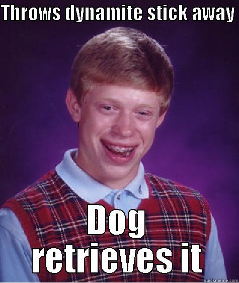 THROWS DYNAMITE STICK AWAY  DOG RETRIEVES IT Bad Luck Brian