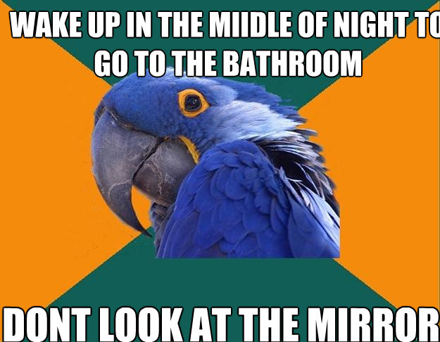 Wake up in the miidle of night to go to the bathroom dont look at the mirror - Wake up in the miidle of night to go to the bathroom dont look at the mirror  Paranoid Parrot